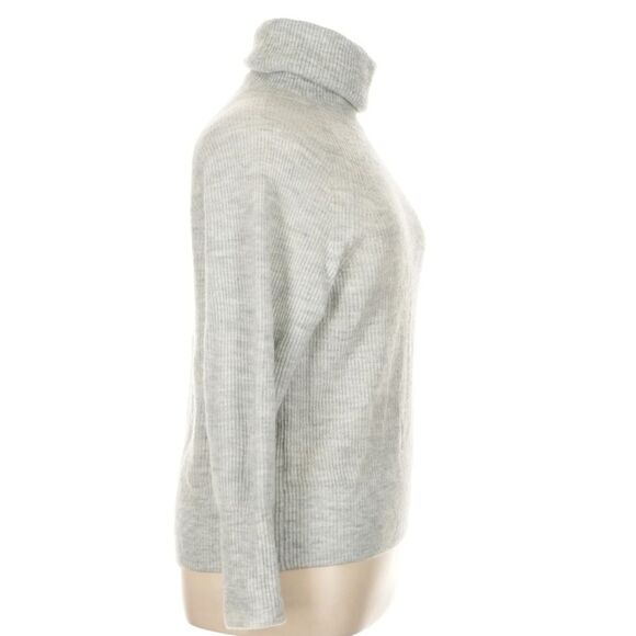 Quince Alpaca Wool Turtleneck Grey Oversized Super Soft Ribbed Sweater M - Picture 4 of 6